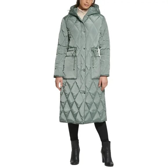 Kenneth Cole Quilted Stadium Length Puffer Jacket Size Large - Picture 1 of 11